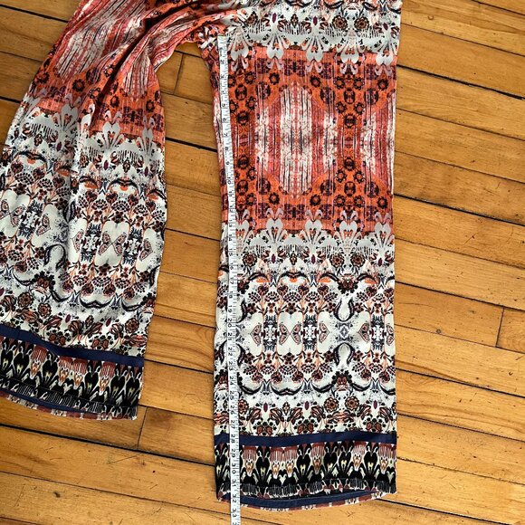 Babeau Multicolour Boho Ikat Print Flowy Wide-Leg Pants, Size Medium - Picture 10 of 10